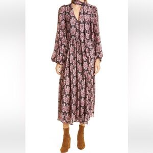 Ted Baker London Pink and Black Patterned Long Sleeve Dress